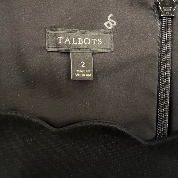 Talbots Black Shift Dress with Scalloped Edges - Picture 2 of 15